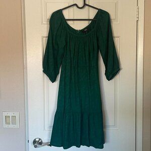 NWT ABLE Betty Puff-Sleeve Dress in Emerald Green